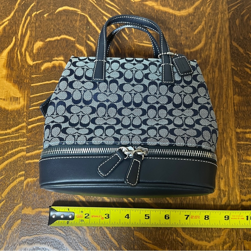 Coach Rare Y2K Early 2000’s Navy and Gray Signature Mini Top Handle Satchel - Picture 11 of 12